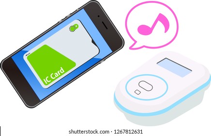 Payment of electronic money by realistic black smartphone 