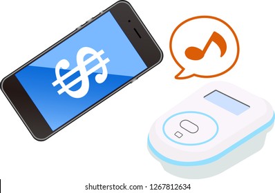 Payment of electronic money by realistic black smartphone 