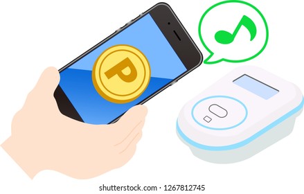 Payment of electronic money by realistic black smartphone 