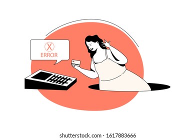 Payment Error concept with character. Can use for web banner, mobile app, hero images. Flat vector illustration on white background.
