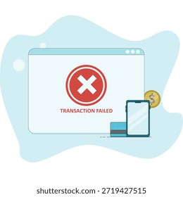 Icono de error de pago para el sistema de transacción en línea