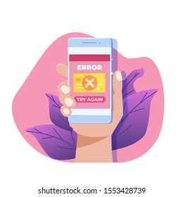 Payment error info message icon concept. Customer cross marks failure. Vector illustration.