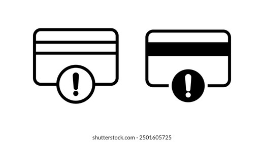 payment error set, credit card with exclamation mark icon color editable