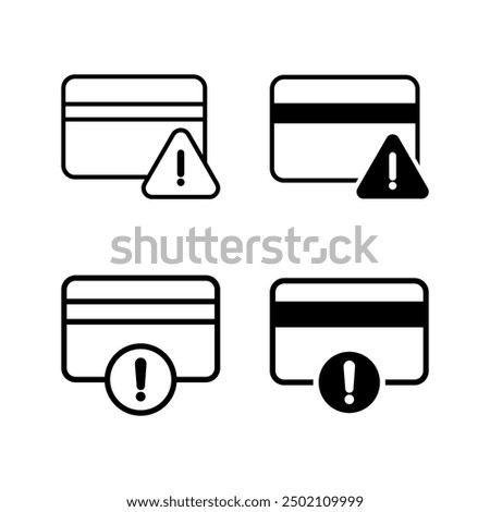 payment error set, credit card with exclamation mark icon color editable