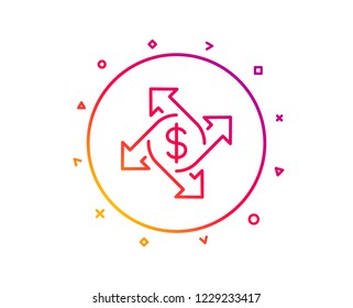 Payment exchange line icon. Dollar sign. Finance transfer symbol. Gradient pattern line button. Payment exchange icon design. Geometric shapes. Vector