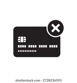  Icono de silueta de tarjeta de crédito de error de transacción de pago