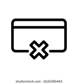 Payment Failure Icon Bank Card with X Symbol Indicating Decline