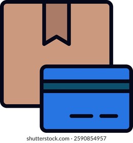 Payment Filled Line Icon for Secure Transactions. Financial payment method, online transfer symbol, digital banking illustration