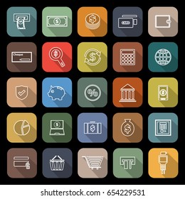 Payment flat icons with long shadow, stock vector