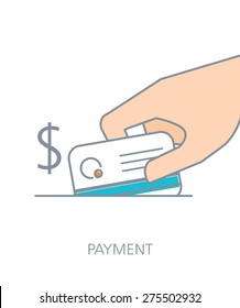 Payment flat line icon concept 