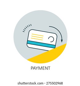 Payment flat line icon concept 