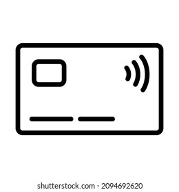 icono de línea plana de pago. Logo de signo de pago inalámbrico sin contacto. Símbolo de esquema para concepto móvil y diseño web, tienda.