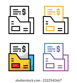Payment folder icon design in four variation color