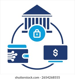 Payment Gateway Flat Blue Icon Vector Illustration