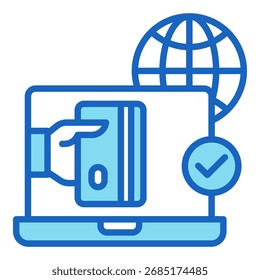 Icono de puerta de enlace de pago Ilustración vectorial azul