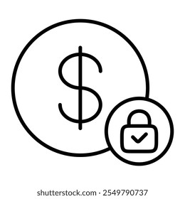 Ícone do Gateway de Pagamento com Bloqueio, Marca de Seleção e Símbolo Monetário