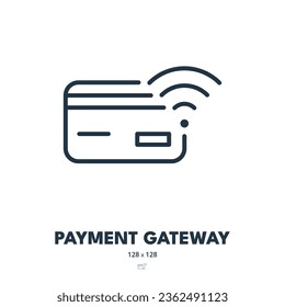 Payment Gateway Icon. Transaction, Payments, Credit Card. Editable Stroke. Simple Vector Icon