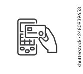 Payment Gateway line icon. linear style sign for mobile concept and web design. Credit card being swiped through a payment terminal outline vector icon. Symbol, logo illustration. Vector graphics