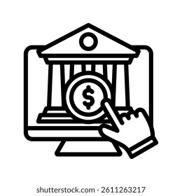 Payment Gateway Line Vector Illustration On White Background.