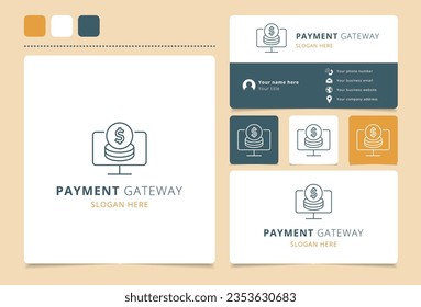 Payment gateway logo design with editable slogan. Branding book and business card template.