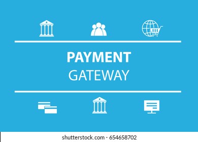 Payment Gateway Process Icon Set. Vector Illustration