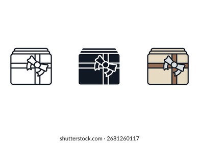 Iconos de regalo de pago. Iconos simples del vector con el fondo. Diseño de estilo plano