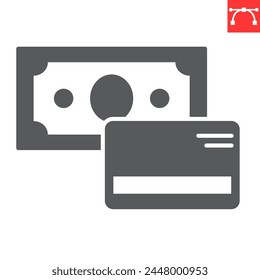 Payment glyph icon, e-commerce and finance, card and cash vector icon, vector graphics, editable stroke solid sign, eps 10.