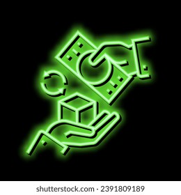 Bezahlung für Waren neonheller Zeichen Vektor. Zahlung für Warenillustration