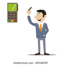 payment of goods and services by credit card. electronic money. vector illustration of cartoon