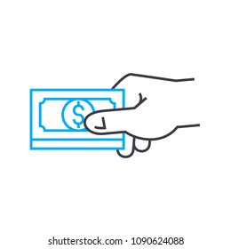 Payment for goods or services vector thin line stroke icon. Payment for goods or services outline illustration, linear sign, symbol isolated concept.