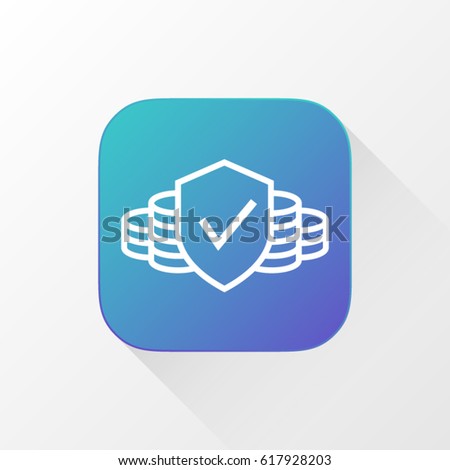 Payment Guarantee application for mobile phone. Line flat vector icon, button and website design. Illustration isolated on white background. EPS 10 design, logo, app, infographic