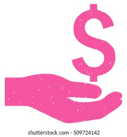 Payment Hand grainy textured icon for overlay watermark stamps. Flat symbol with unclean texture. Dotted vector pink ink rubber seal stamp with grunge design on a white background.