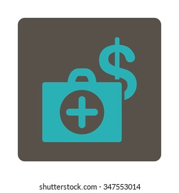 Payment Healthcare vector icon. Style is flat rounded square button, cyan and grey colors, white background.