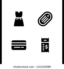 payment icon. 4 payment set with commerce and shopping, card, token and bill vector icons for web and mobile app