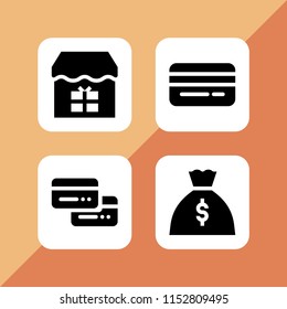 payment icon. 4 payment set with credit cards, commerce and shopping, card and cash vector icons for web and mobile app