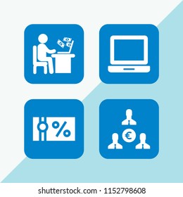 payment icon. 4 payment set with voucher, money, euro and laptop icon vector icons for web and mobile app