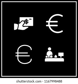 payment icon. 4 payment vector set. euro, cash register and dollar icons for web and design about payment theme
