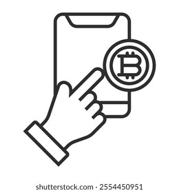 Payment icon, Bitcoin symbol outline icon, editable vector illustration and transparent graphic element. Isolated on white background