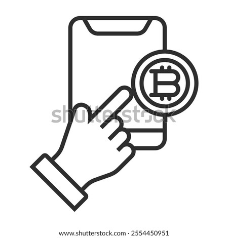 Payment icon, Bitcoin symbol outline icon, editable vector illustration and transparent graphic element. Isolated on white background