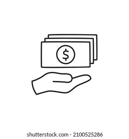 Icono de pago en icono de estilo de línea negra, estilo aislado en fondo blanco