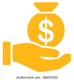 Payment icon from Business Bicolor Set. This flat vector symbol uses yellow color, rounded angles, and isolated on a white background.