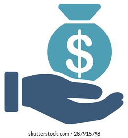 Payment icon from Business Bicolor Set. This flat vector symbol uses cyan and blue colors, rounded angles, and isolated on a white background.