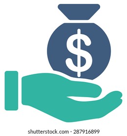 Payment icon from Business Bicolor Set. This flat vector symbol uses cobalt and cyan colors, rounded angles, and isolated on a white background.