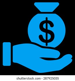 Payment icon from Business Bicolor Set. This flat vector symbol uses blue color, rounded angles, and isolated on a black background.
