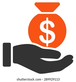 Payment icon from Business Bi-color Set. This flat vector symbol uses orange and gray colors, rounded angles, and isolated on a white background.