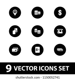Payment icon. collection of 9 payment filled icons such as atm money withdraw, money, dollar, dollar location, atm. editable payment icons for web and mobile.