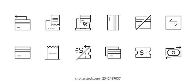 Payment icon collection. Transaction icon set Online payment, money, transaction, exchange, wallet, money bag and more. Editable stroke. Pixel Perfect. Grid base 32px.