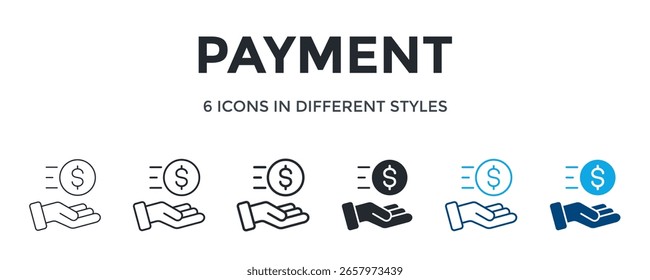 Payment Icon In Different Style Vector Illustration. Designed In Thin Line, Regular Line, Bold Line, Glyph, Color Line, And Color Glyph Style Can Be Used For Web