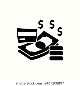 payment icon, isolated black style icon