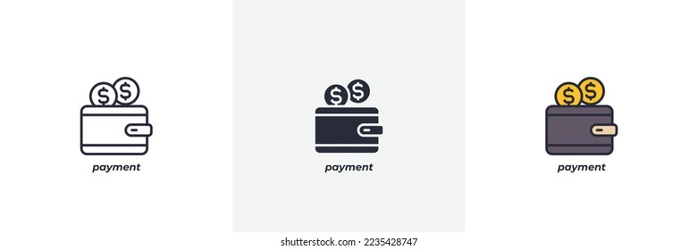 payment icon. Line, solid and filled outline colorful version, outline and filled vector sign. Idea Symbol, logo illustration. Vector graphics